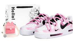 Кроссовки Nike Air Force 1 Skateboard Shoes Men Low-Top Black White Pink cw2288-111(team18-af1断裂钩子黑白粉）