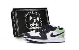 Баскетбольные кроссовки Air 1 Vintage Men Low-Top Black/Green Jordan 553558-131(team85-苍葭天使s-box-a) | black