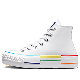 Кроссовки chuck taylor all star lift high 'pride proud to be' Converse, белый a06031c | white/fresh yellow/gnarly blue