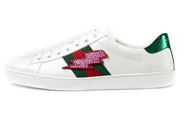 Кеды Gucci Ace Embroidered, белый / зеленый 433738 a38g0 9064