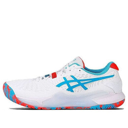 Кроссовки гель разрешение 9 спортивная обувь Asics, белый 1041a435-100 | white / blue / orange