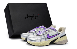 Nike V2K Run Амортизирующие нескользящие водонепроницаемые кроссовки для беска низкие женские белый серебристый фиолетовый fd0736-100(team80-女薄荷奶咖紫sbox) | silver white purple