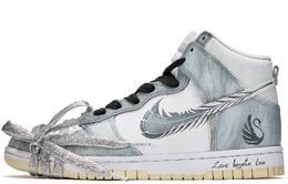 Кроссовки Dunk High Skateboard Unisex высокие Silver/White Nike dd1869-108(teamm-银天鹅) | silver white