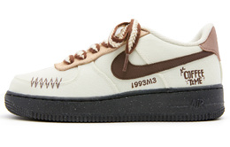 Кроссовки Nike Air Force 1 Low Anti Slip Wear Resistant Unisex бело-коричневые, кастомные fj3289-001(team44-咖啡时间) | custom