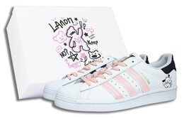 Кроссовки Adidas Superstar Skateboarding Shoes Unisex Low-top Pink, белый eg4958(team58-线条小狗s-box) | white