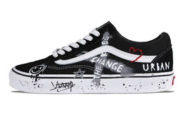 Кроссовки Vans Old Skool Skateboarding Shoes Unisex Low-top Black, черный vn000d3hy28(team58-笑脸涂鸦s-box) | black