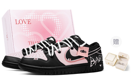 Nike Кроссовки для скейтбординга Dunk Pink Ink Baby Box, износостойкие, низкие, унисекс, черно-розовые hf5441-100（team63-粉墨babysbox） | black pink[box]free: ring