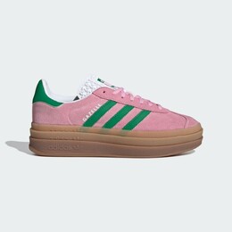Кроссовки Adidas GAZELLE BOLD, цвет True Pink/Green/White ie0420 | トゥルーピンク/グリーン/フットウェアホワイト