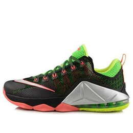 Кроссовки lebron 12 низкие Nike, черный 724557-003 | black/mtllc slvr-grn strike-hot lava