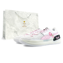 Puma Кроссовки Clyde баскетбольные мужские нескользящие легкие влагостойкие низкие розово-белые, цвет White 194454-01(team373-球场猛男小粉豹sbox) | white