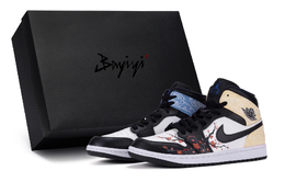 Air 1 Mid 'Hyper Royal' нескользящие мид-топ винтажные баскетбольные кроссовки мужские черный белый синий желтый Jordan 554724-077(teamr-男款南京梅花s-box) | black white blue yellow