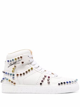Philipp Plein высокие кеды с кристаллами, белый sabsmsc3392ple010n | белый