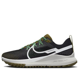 Кроссовки react pegasus trail 4 'black olive flak' Nike, черный dj6158-006 | black/olive flak/spring green/white