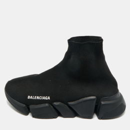 Balenciaga Black Knit Fabric Speed Trainer High Top Sneakers Size 39 1219792