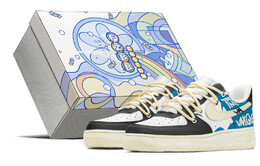 Кроссовки Nike Air Force 1 Skateboard Shoes Men Low-Top Black/White/Lightning Blue cw2288-111