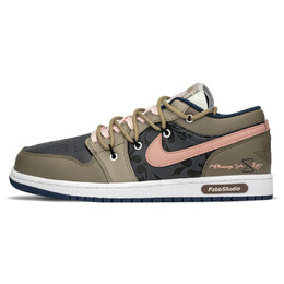 Баскетбольные кроссовки Air 1 Vintage Men Low-Top Brown/Pink Jordan 553558-141(teama-复古日历s-box) | pink-brown