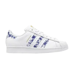 Кроссовки Adidas Superstar 'White Blue Splatter', белый fy7713 | cloud white/blue/gold metallic