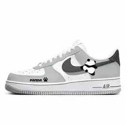 Nike Кроссовки Air Force 1 с низким верхом, противоскользящие и износостойкие, дышащие, мужские, белые, серые fj4146-100(team10-自由熊猫) | white gray