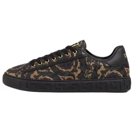 Versace Низкие мужские кроссовки для скейтбординга Barocco Jacquard Greca, цвет черный золотой 1014460-1a14483_6x79v | original shoe box included
