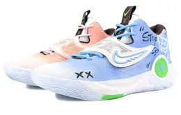 Nike Баскетбольные кроссовки KD Trey 5 X с низким верхом, устойчивые к истиранию, мужские, сине-розовые dj7554-014(team537-小熊软糖) | blue pink