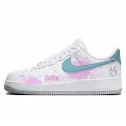 Nike Кроссовки Air Force 1 для скейтбординга, износостойкие, дышащие, белые, мужские fj4146-100(team10-潮流蓝粉) | white