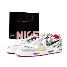 Nike Износостойкие низкие кроссовки для скейтбординга EBERNON, мужские, серые, белые, красные aq1774-101(team1326-粒子风暴sbox) | gray white red