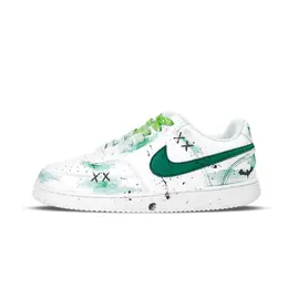 Nike Кроссовки Court Vision 1 Ink Blue Drunken Shadow, легкие и дышащие, низкие, для скейтбординга, мужские, белые, зеленые dh2987-101（team1297-青墨醉影） | white green
