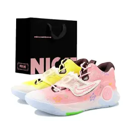 Nike Баскетбольные кроссовки KD Trey 5 X с амортизацией, износостойкие, дышащие, низкие, мужские, желто-розовые dj7554-014(team1326-粉黄美味ld黑) | yellow pink