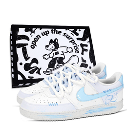 Nike Кроссовки Court Vision 1 Blue Fish, износостойкие, низкие, для скейтбординга, мужские, сине-белые dh2987-101（team-883蓝色小鱼鞋盒） | blue white