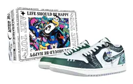 Jordan Баскетбольные кроссовки Air 1 Punk Card, износостойкие, винтажные, низкие, цвет: меловой, темно-зеленый fq7687-300(team528-白垩纪r-box) | dark green