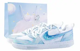 Nike Низкие износостойкие кроссовки для скейтбординга Court Borough Drippy Tide, мужские, сине-белые 838937-102(team889-潮汐) | blue white
