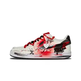 Nike Кроссовки для скейтборда Court Vision 1 с амортизацией, износостойкие, балансирующие, низкие, красные dm1187-101(team1344-赤墨涂鸦) | black red