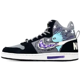 Nike Кроссовки для скейтбординга Court Borough, мужские, черные, белые, серые 844884-005(team肆-美式涂鸦黑白灰a) | white
