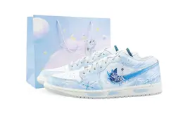 Jordan Баскетбольные кроссовки Air 1 Drippy Ice Rose с низким верхом, износостойкие, винтажные, мужские, сине-белые fq7687-300(team889-冰玫) | blue (special shopping bag)