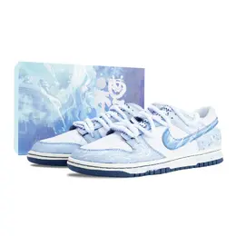 Nike Кроссовки для скейтбординга Dunk Whispering Dusty Blue, износостойкие, низкие, мужские, бело-синие im2222-101（team836-雾蓝轻语-sbox） | white blue (special shopping bag)