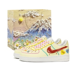 Кроссовки Air Force 1 Fantasy, Confession Sweetheart, износостойкие, низкие, для скейтбординга, мужские, желтые Nike, Yellow (Shopping Bag) cw2288-111(team1210-男款告白甜心礼袋款) | yellow (shopping bag)