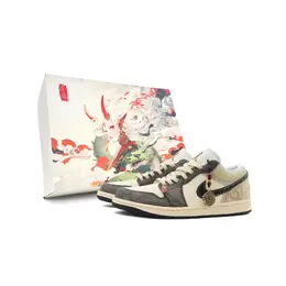 Jordan Баскетбольные кроссовки Air 1 Cushioned с низким верхом, устойчивые к истиранию и скольжению, мужские, бежево-коричневые hq3437-101（team89-画蛇添足 s-box） | beige brown