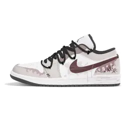 Jordan Баскетбольные кроссовки Air 1 Durable Breathable Low Top Vintage, мужские, белые, коричневые 553558-132(team210-海桃潮汐) | white