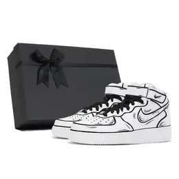 Nike Кроссовки Air Force 1 Coverage с противоскользящим и износостойким верхом для скейтборда, мужские, белые, черные cw2289-111(team210-黑白线条s-box) | black white