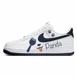 Nike Кроссовки Air Force 1 с противоскользящим покрытием, износостойкие, низкие, мужские, белые, синие fj4146-104(team10-贪吃熊猫a) | white blue