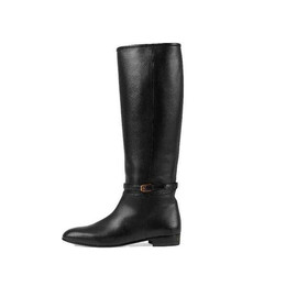 Кроссовки knee high leather boots 'black' Gucci, черный 658889-bko00-1000 | black