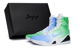 Кроссовки Nike Kobe 9 противоскользящие высокие баскетбольные унисекс белый черный синий зеленый fz7335-100(team80-男女苍澜蓝绿s-box) | white black blue green
