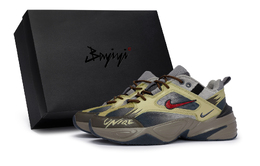 Nike M2K 811 Производство, Устойчивые к истиранию кроссовки на низкой подошве в стиле руин дикой природы унисекс цвета хаки-коричневый, серый, красный bv0074-001(team80-男女山野之墟s-box) | khaki brown, gray, red