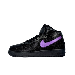 Nike Air Force 1 Дышащие Увеличивающие Росту Мид-Топ Скейтборд Кроссовки Унисекс Черный Фиолетовый cw2289-001(team133-紫满天星男mid) | black