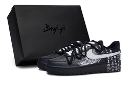 Nike Air Force 1 Антискользящие Износостойкие Низкие Кроссовки для Скейтбординга Унисекс Черный Белый Серый cw2288-001(team80-男女款松烟墨s-box) | black white gray