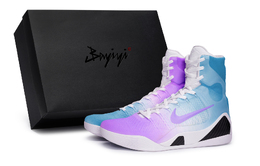 Кроссовки баскетбольные Nike Kobe 9 противоскользящие высокие унисекс белый черный синий фиолетовый fz7335-100(team80-男女苍澜蓝紫s-box) | white black blue purple