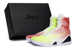 Nike Kobe 9 Противоскользящие баскетбольные кроссовки высокие унисекс белый черный красный желтый fz7335-100(team80-男女苍澜红黄sbox） | white black red yellow