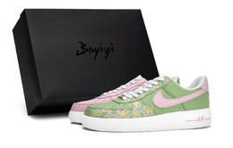 Nike Air Force 1 Противоскользящие Износостойкие Низкие Кроссовки для Скейтбординга Унисекс Зеленый Розовый Белый Желтый cw2288-111(team80-山花烂漫时s-box) | green pink white yellow