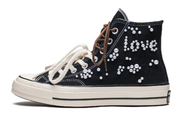 Износостойкие противоскользящие высокие кеды 1970-х Unisex Black Silver Converse 162050c(team182-男女繁星黑白) | black silver