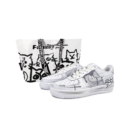 Nike Air Force 1 Антискользящие Износостойкие Низкие Кроссовки для Скейтбординга Унисекс Серый Белый cw2288-111(team619-琉璃s-box) | gray white